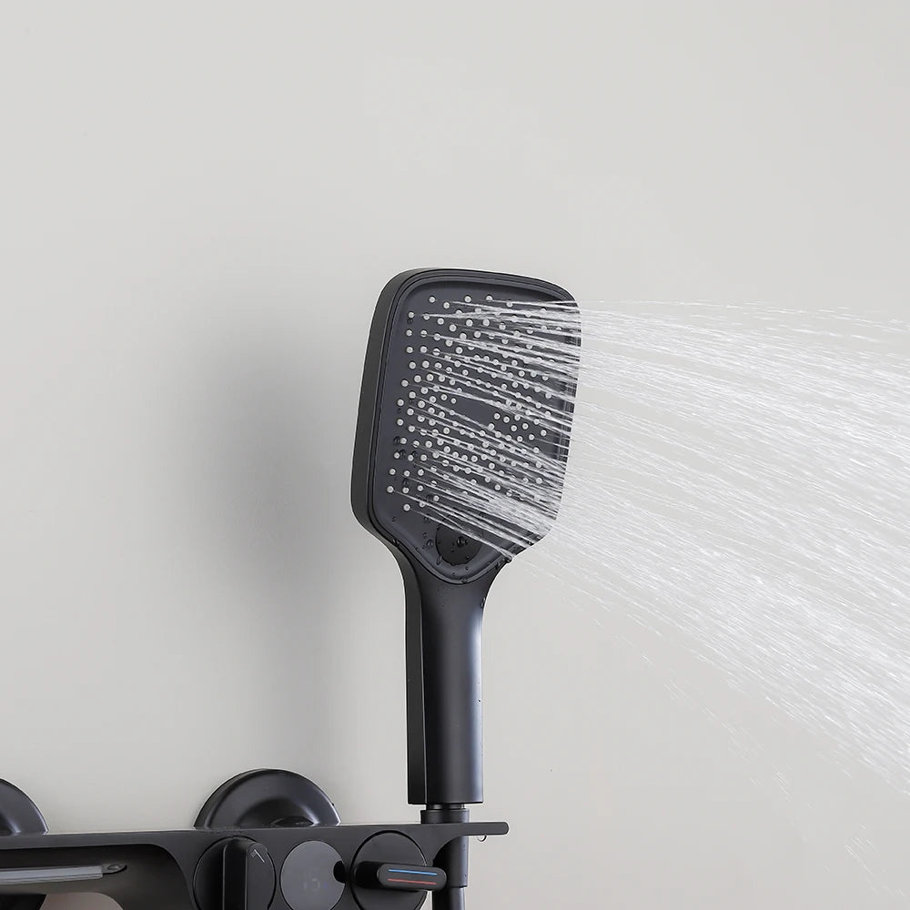 Wall Mounted Bathtub Faucet Two Function Long Large Shelf  Temperature Display Water Flow Generate Electricity