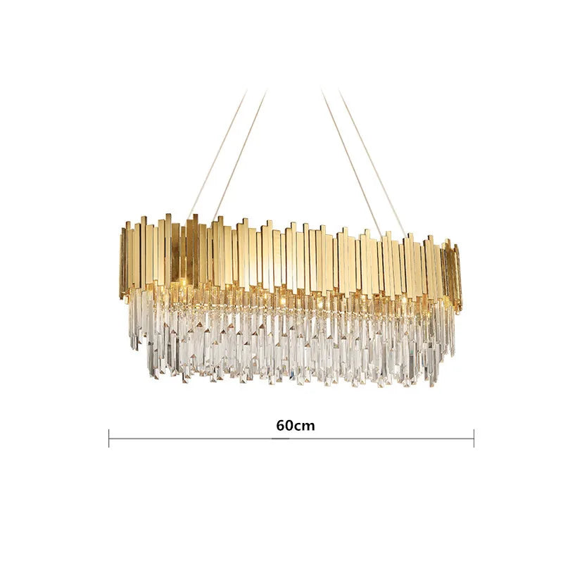 Modern Luxury Crystal Dining Living Chandeliers Golden Metal Villa Living Room Pendant Lights Nordic Interior Decorative Lamp