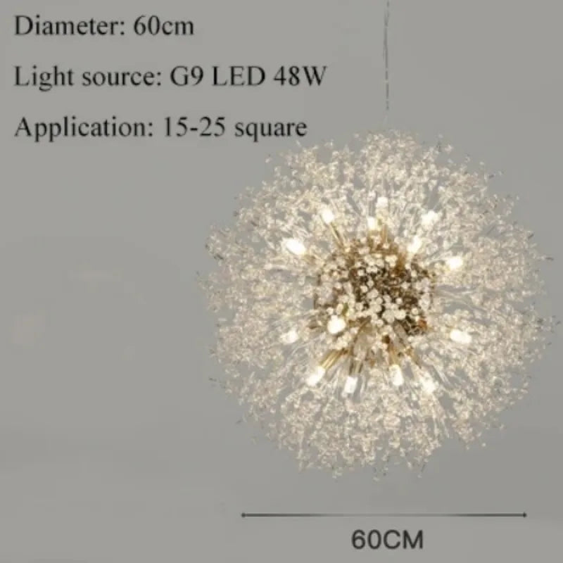 Nordic Dandelion Long Led Chandelier for Dining Room Light Fixture Snowflake Suspension Living Room Pendant Lamp Indoor Lighting