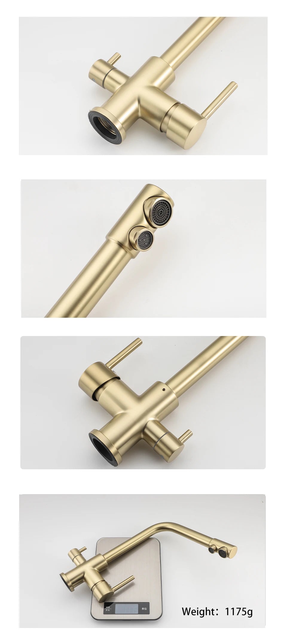 ULA Filtered Kitchen Faucet Gold Purifier Faucet Dual Sprayer Drinking Water Mixer Tap Nozzle Brass Kitchen Sink Mixer Torneira