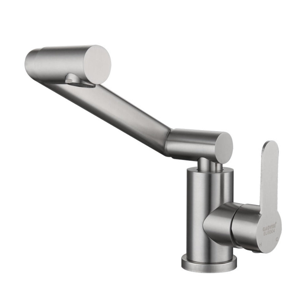 Bathroom Folding Faucet 360 Degree Rotation Single Handle Folding Faucet Taps Camping Cold and Hot Mixer Water Stainless Steel