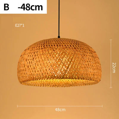 Round Handmade LED Bamboo-Rattan Chandelier