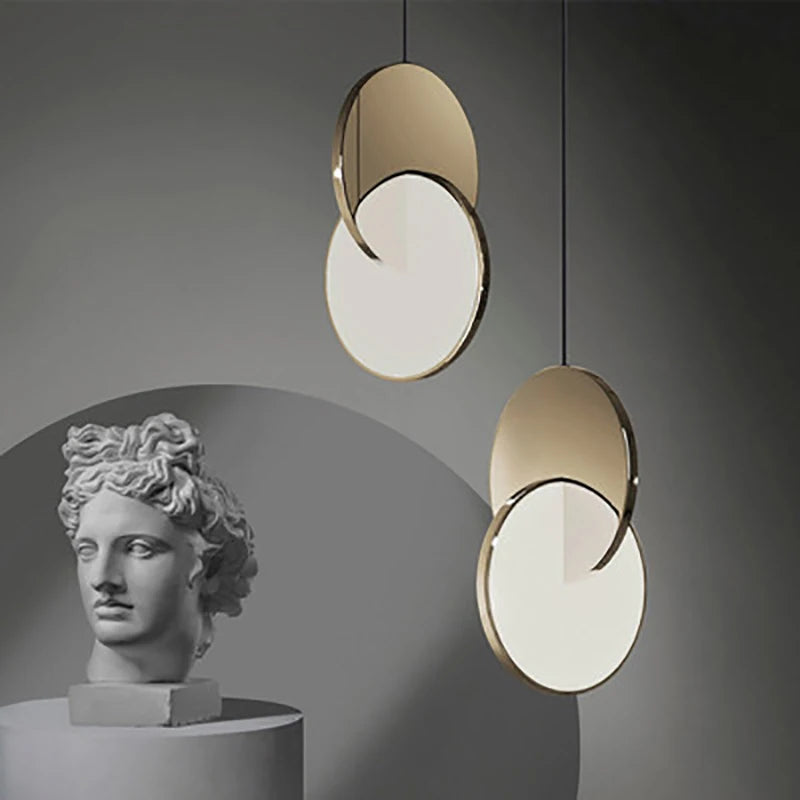Acrylic Stainless steel mirror round LED Pendant Light artistical Simple design Cross shape pendant lamp Indoor decoration light
