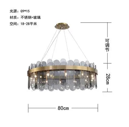 Nordic Smoke Grey Glass Chandelier