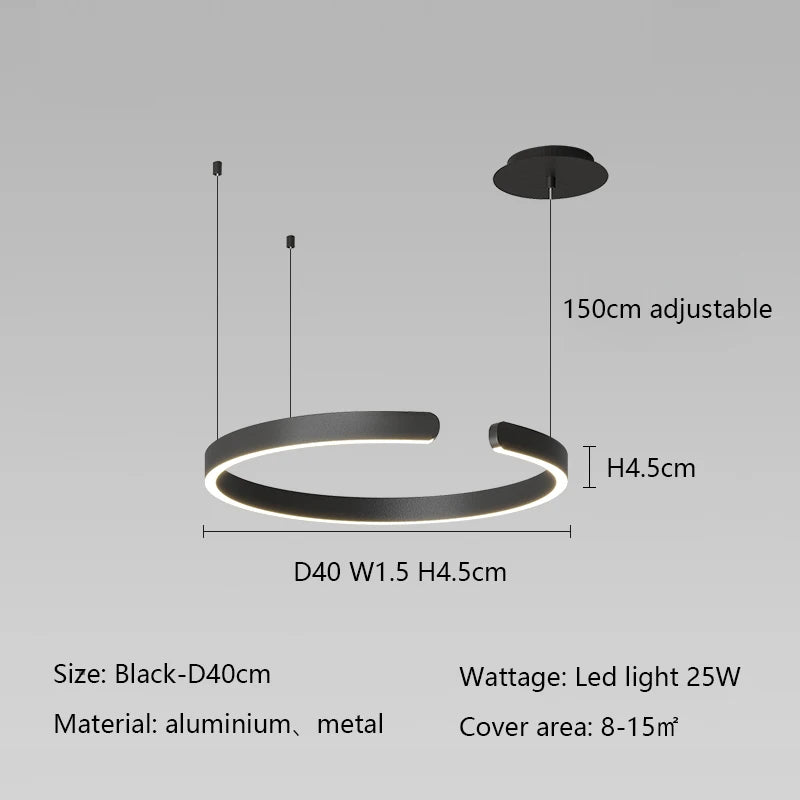 Modern Minimalist Semicircular Ring Led Chandelier For Lighting Living Dining Room Pendant Light Bedroom Hanging Lamp Luminarias
