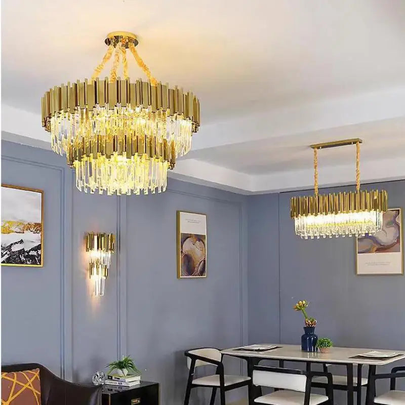 Luxury Gold Plated Crystal Led Pendant Lights