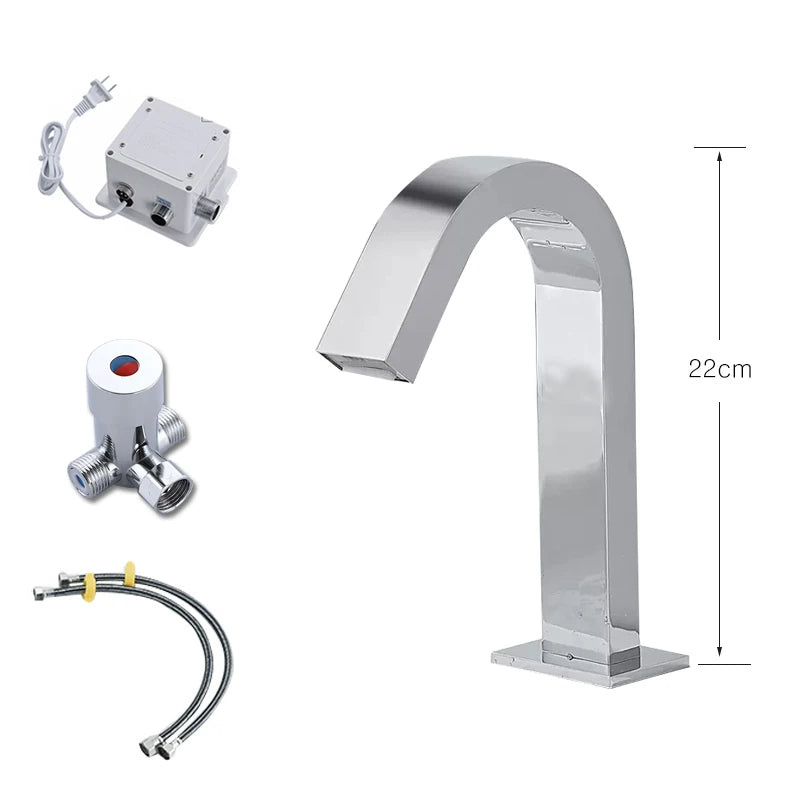 OXG Black/Chrome Smart Sensor Basin Faucet Automatic Sensor Waterfall Basin Sink Faucet Bathroom Faucet Washbasin Faucet