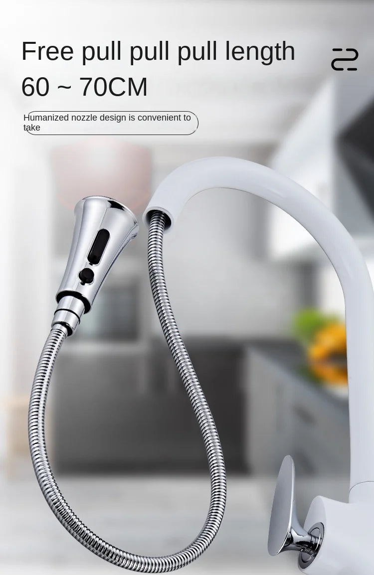 BAKALA Kitchen Faucet Silver Single Handle Pull Out Kitchen Faucet Mixer Single Handle 360 Rotation Black Sink Mixer Tap BR-8820
