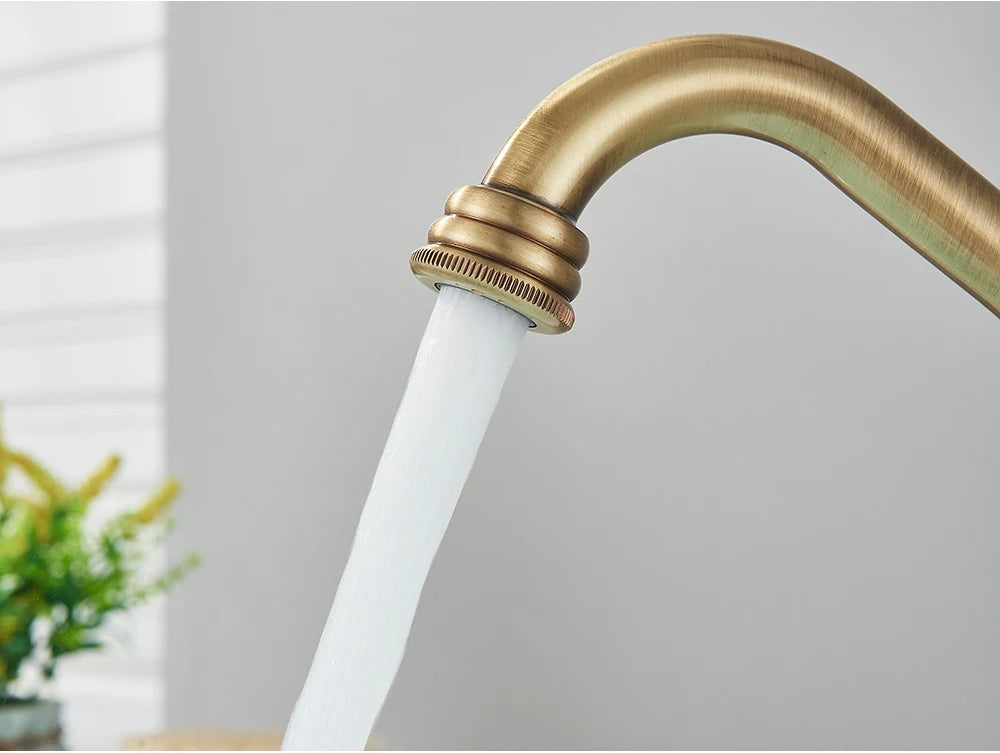 POIQIHY Basin Faucets Antique Brass Faucet Basin Carving Tap Rotation Single Handle Tap  Mixer Taps Bathroom Vessel Sink Faucet