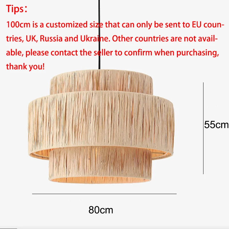 Japanese Style Homestay Pendant Light Living Room Hand-woven Chandeliers Vintage Straw Art Rattan Lamp Dining Room Bedroom Lamps