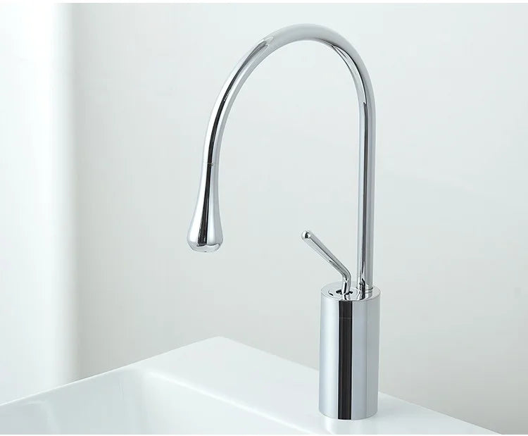 Modern Bathroom Faucet High Arc Single Handle Sink Faucet Brass Washbasin Hot and Cold Water Faucet with Hose Accessories