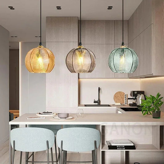 Nordic Modern Striped Glass Chandelier