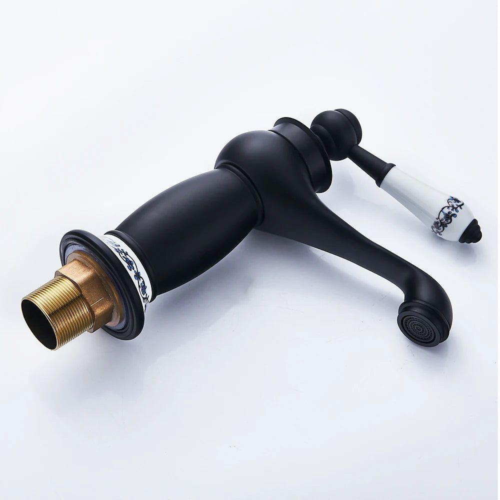Basin Sink Faucet Mixer Faucet Single Lever Hot Cold Water Tap Brass Bath Faucet Retro Water Saving Bathroom Washbasin Taps