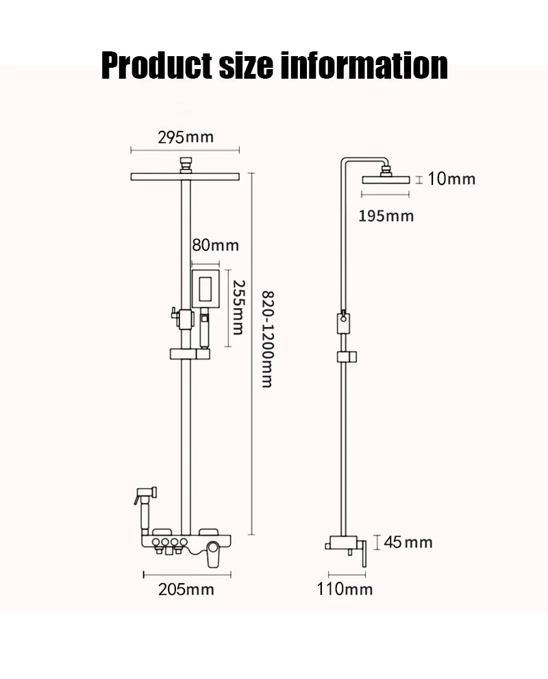 Bathroom Shower Set Black Gold Rain Shower Faucet Thermostatic Digital Display Shower Mixer Taps Copper Shower Systems for Bath