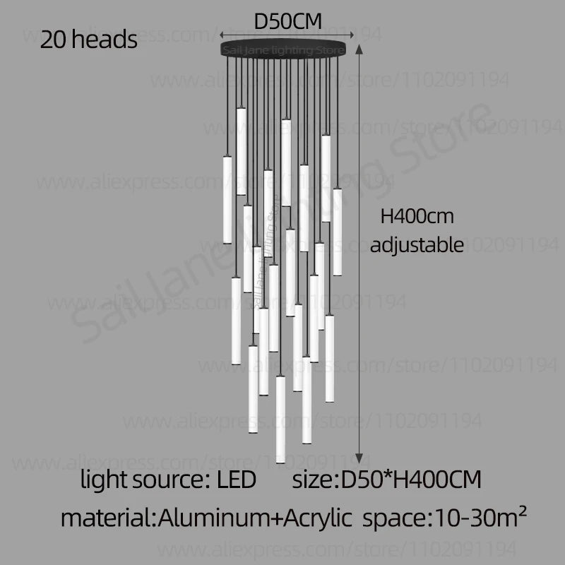 LED Long Line Chandelier Modern Staircase Lamp Hanging Ceiling Lamp Compound Living Room Home Decoration Lighting Pendant Lamp