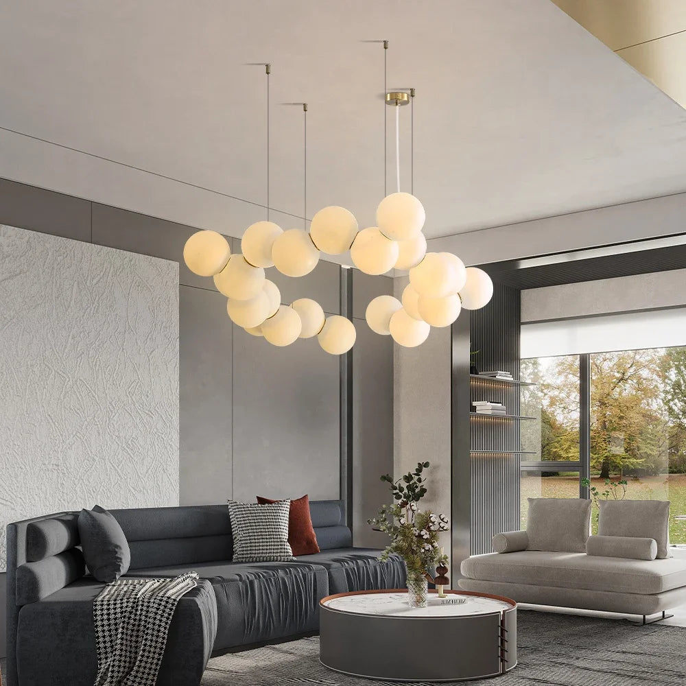 Nordic Modern White Bubble Pendant Chandeliers for Living RooM Dining Room Designer Round Ball Hanging Pendant Lights Bedroom