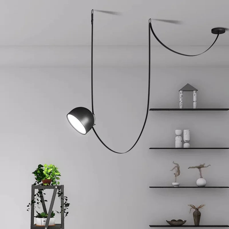 Italy Orange/Black Creative Nordic Design Dining Room Belt Pendant Lamp