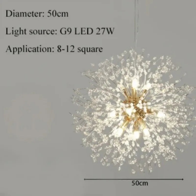 Nordic Dandelion Long Led Chandelier for Dining Room Light Fixture Snowflake Suspension Living Room Pendant Lamp Indoor Lighting