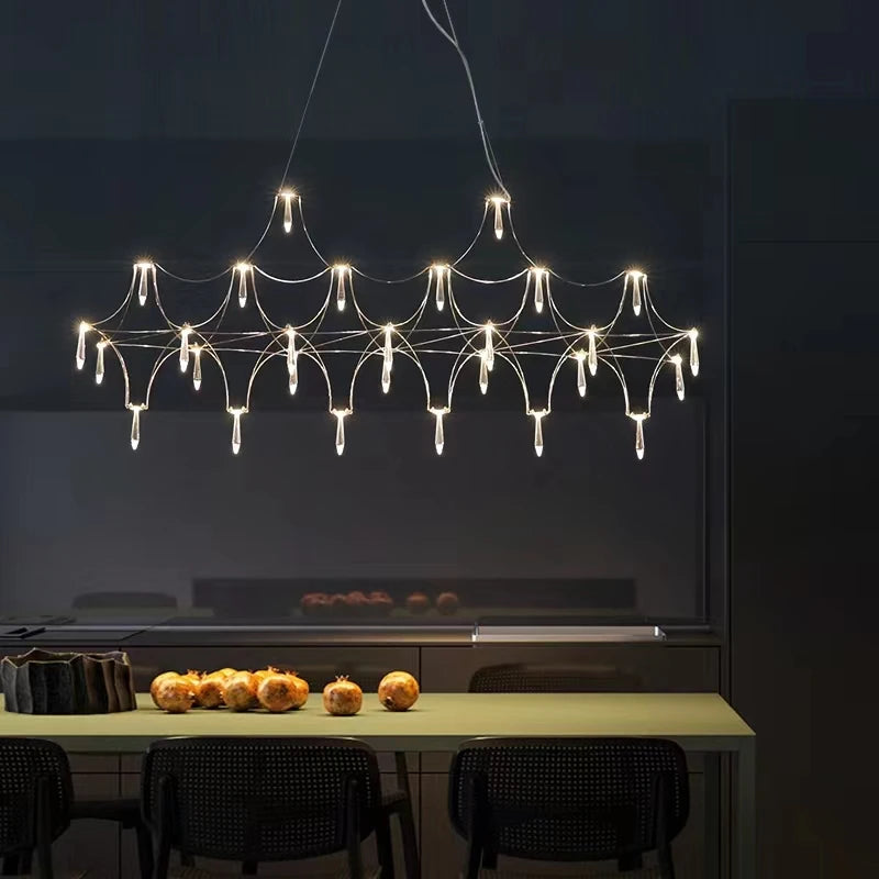 Restaurant Strip Chandelier Postmodern Light Luxury Lobby Front Desk Lamp Designer Minimalist Bar Dining Table Crystal LED Lamp
