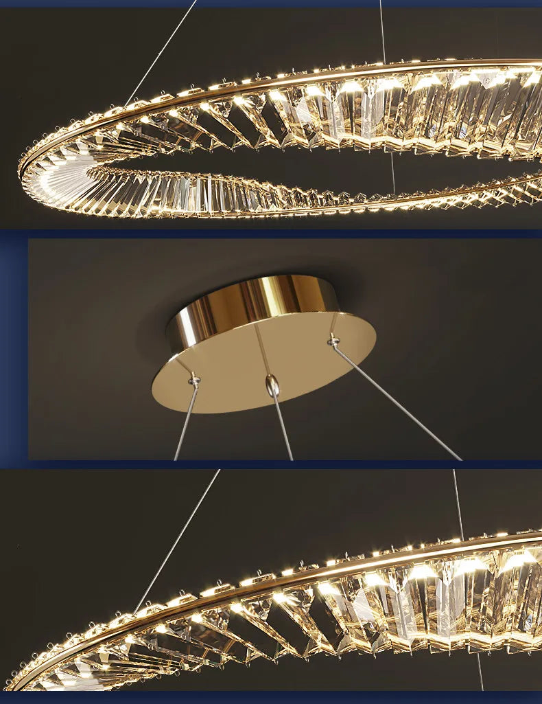 Modern Luxury Gold and Crystal Living Room Led Dimmable Pendant Lights
