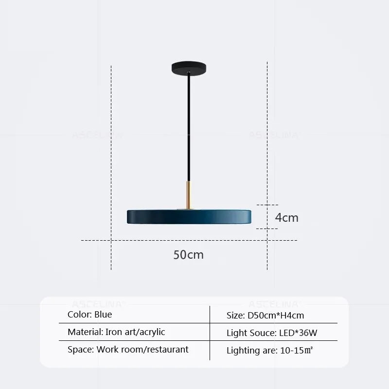 Modern minimalist pendant light LED Disc Lights Study Decor replica design lamp For Bedroom Living Room Office home design light