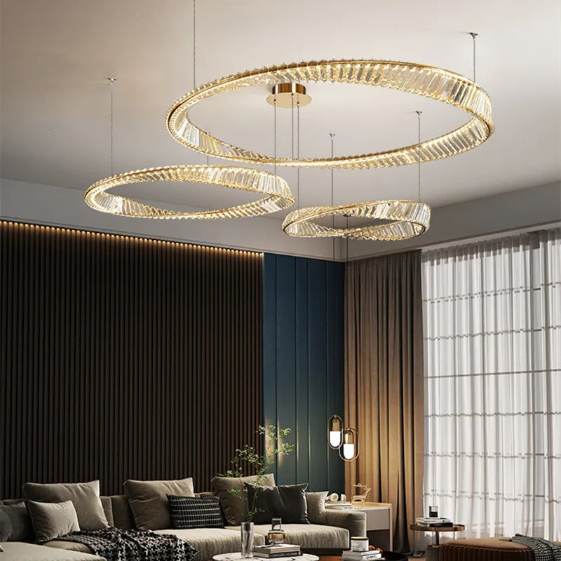 Modern Gold Ring Remote Dimmable Luxury Pendant Light