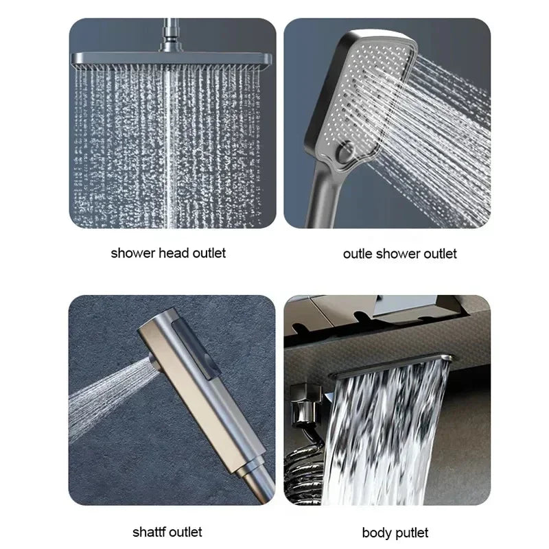Bathroom Shower Faucet Set 4 Functions Digital Display