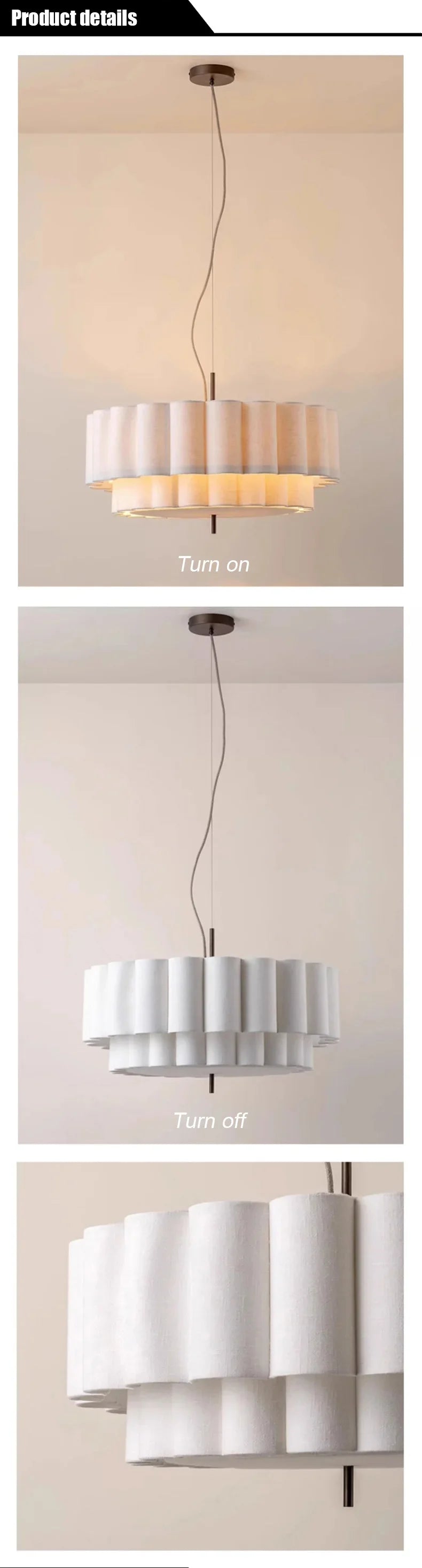 Folia Fabric Pendant lamp Bohemia Large Linen Lamp Wabi Sabi Living Dining room Bedroom lamp B&B Decoration Lounge room Lamp