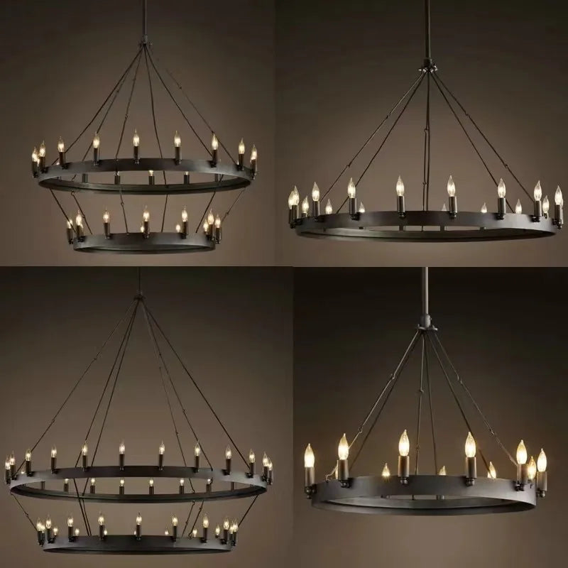 American Retro Iron Double Pendant Lamp