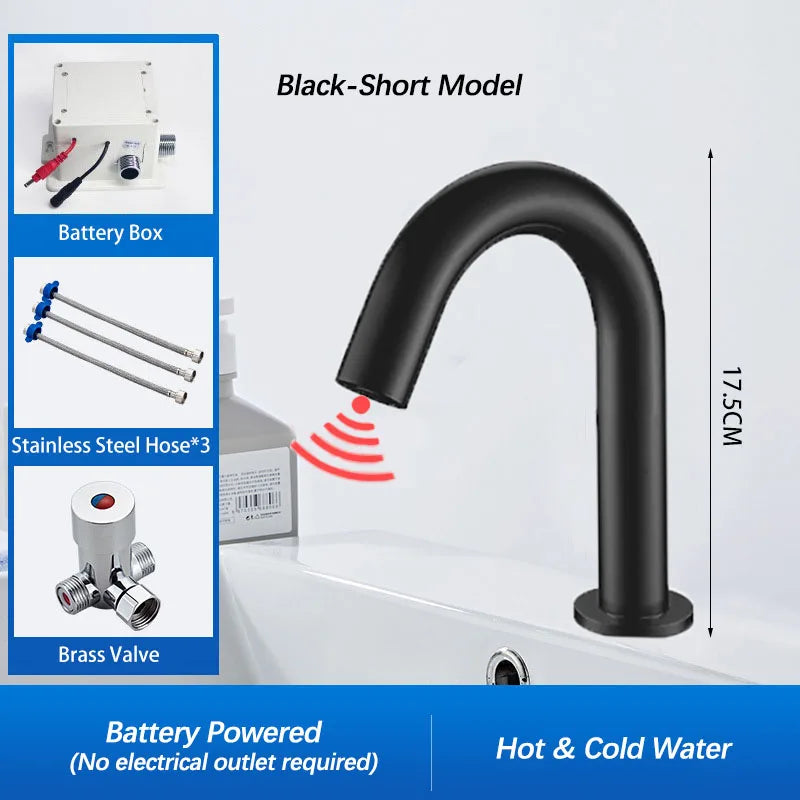 Black Automatic Touch Free Infrared Sensor Bathroom Basin Faucet.Touchless Tapware.Cold Hot Water Mixer Tap.Bathroom Sink Faucet