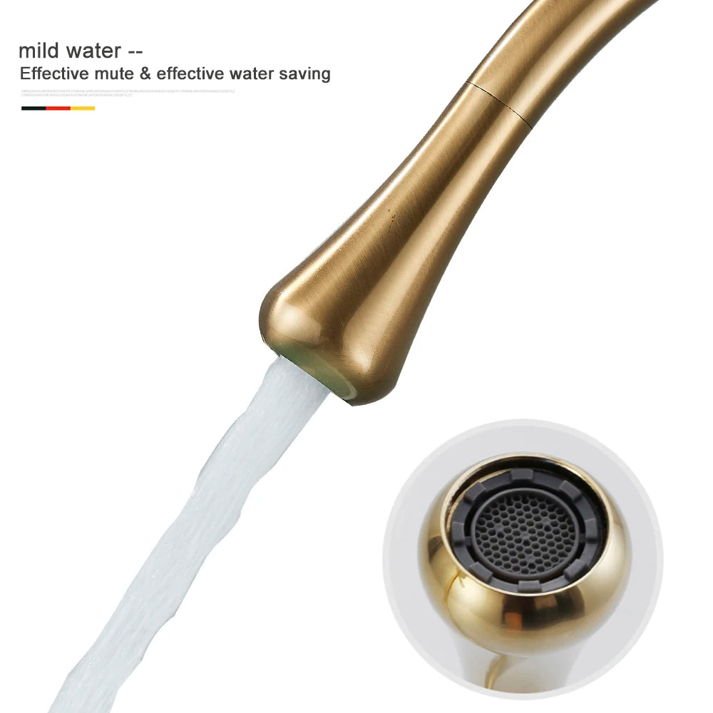 Modern Basin Faucet Brushed Gold Black Silver Faucet Deck Mounted Basin Sink Tap Mixer Hot & Cold Brass Tap for Bathroom