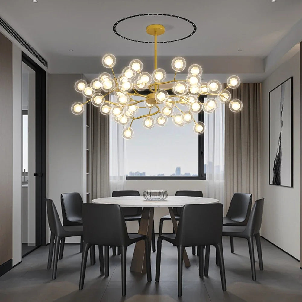Artpad LED Firefly Ceiling Glass Hanging Chandelier Firefly Branches for Dining Room Living Room Hanging Lamp