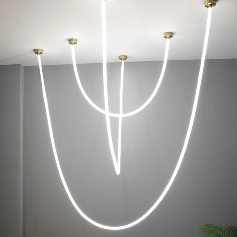Modern LED Chandelier Silicone Lamps 360-degree Light-emitting for Living Room Restaurant Department Hotel Office Pendant Lights