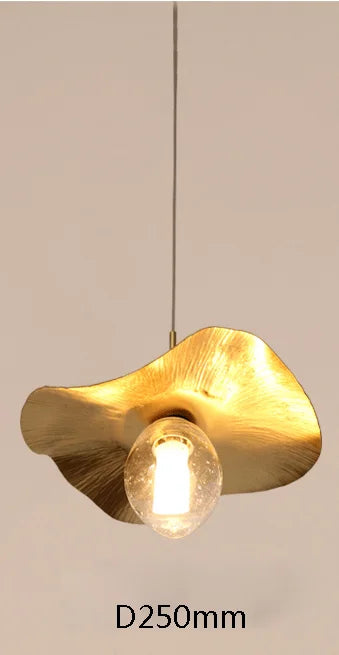 Lotus Leaf Hammered Brass Minimalist Pendant Lamp