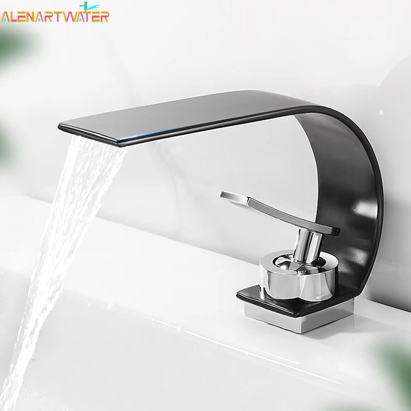 Deck Mount Waterfall Bathroom Basin Faucet