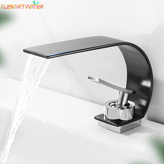 Deck Mount Waterfall Bathroom Basin Faucet