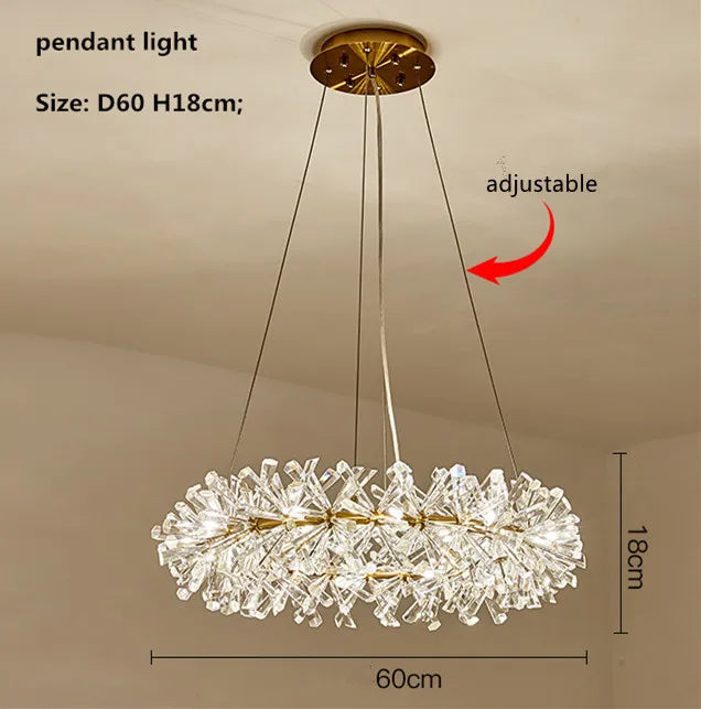 Modern lustre Flower Crystal Chandelier Nordic Luxury Hanging Lamp Indoor Lighting Home Decor For Living Room Bedroom Restaurant