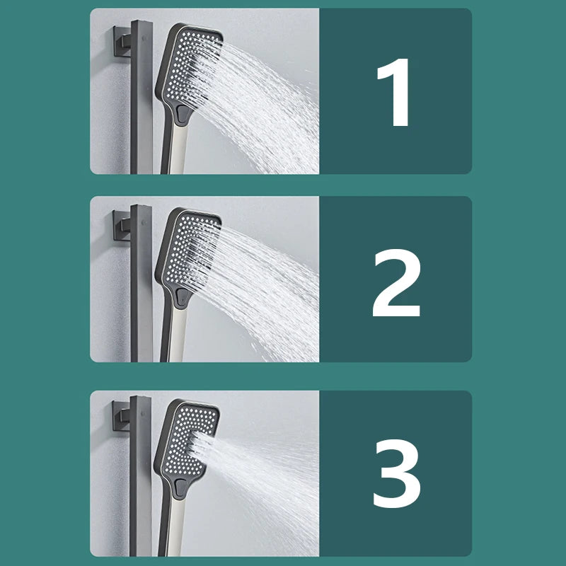 White Grey Deluxe Shower System Set Bathroom Rain Pressurized Shower Faucet Set Brass LED Digital Bathtub Shower Faucet Full Set