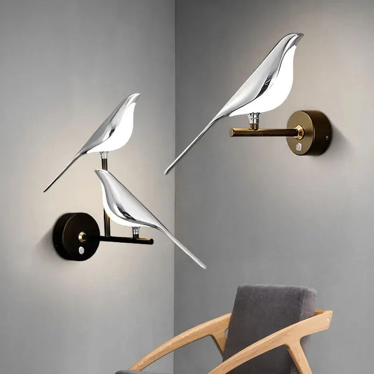 Nordic LED 360° Rotation Bird Wall Lights Parlor Bedside Hanging Light Novelty Rotatable Wall Lamp Bedroom Bedside Indoor Sconce