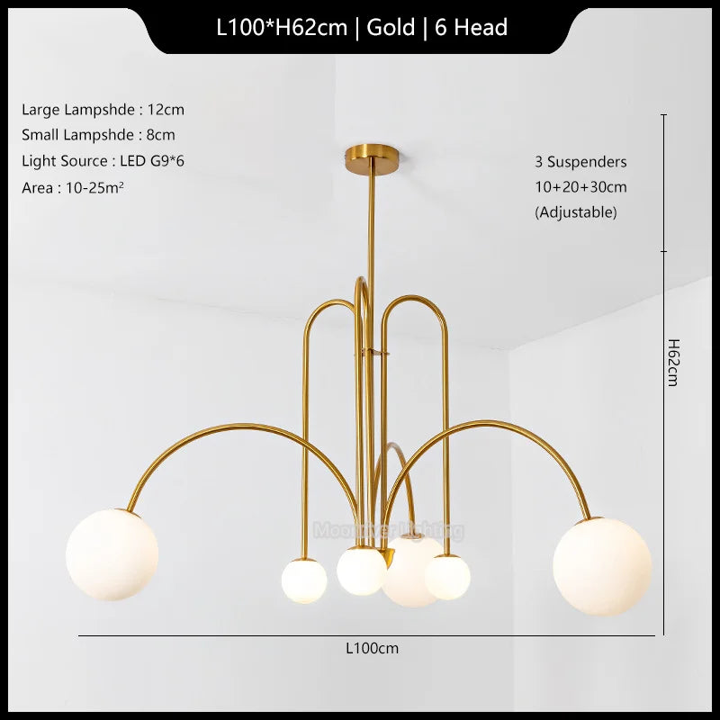 Chandelier Italian Room Decor Ceiling Lamp Magic Beans House Appliances Led Modern Iron Glass Style Pendant Lights for Home