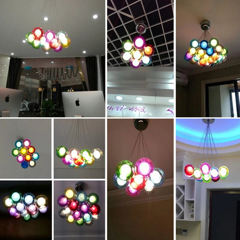 Glass Modern LED Ball Bubble Hanging Lamp