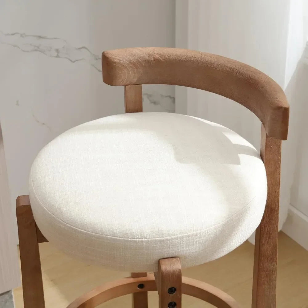 Mid-Century 26.5 Inch Linen Bar Stools Set of 4