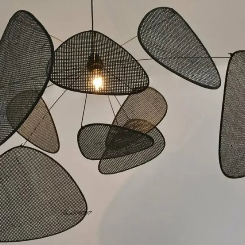 New Chinese Style Pendant Lights Black Rattan Suspension Luminaire for Restaurant Dining Room Home Decor Designer Light Fixtures