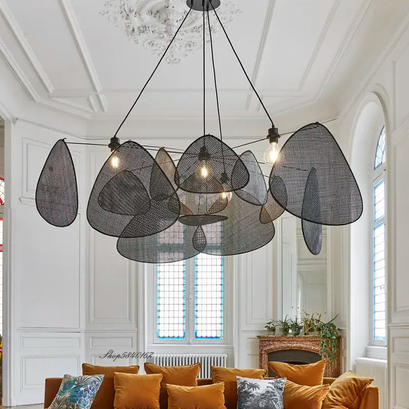 New Chinese Style Pendant Lights Black Rattan Suspension Luminaire for Restaurant Dining Room Home Decor Designer Light Fixtures