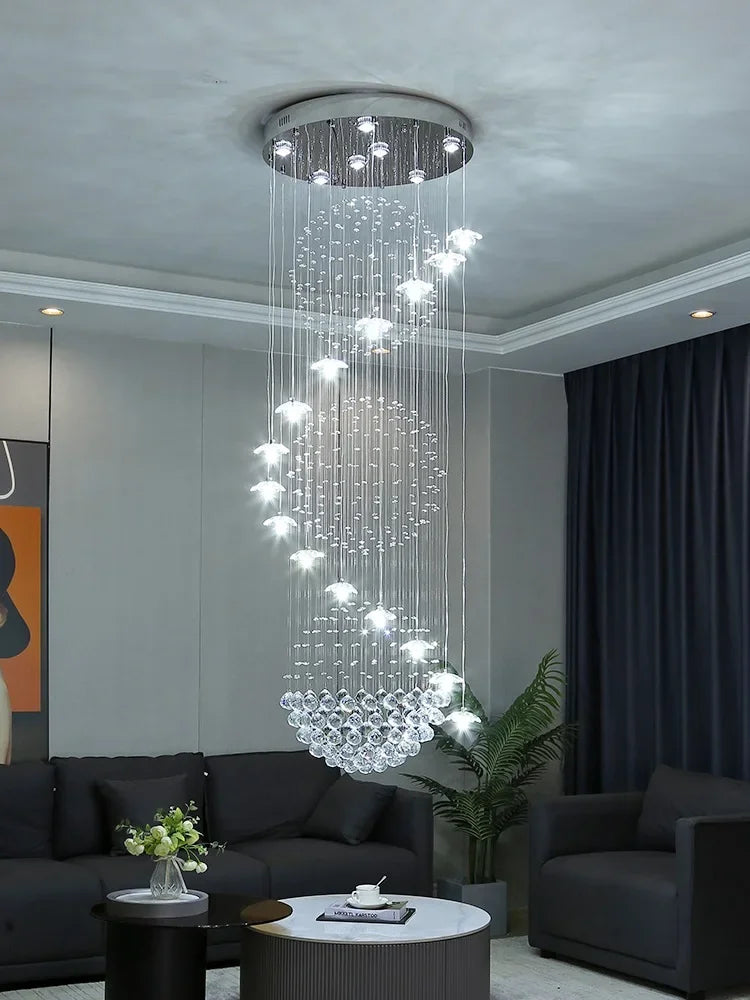 Modern Long Staircase Crystal Chandelier