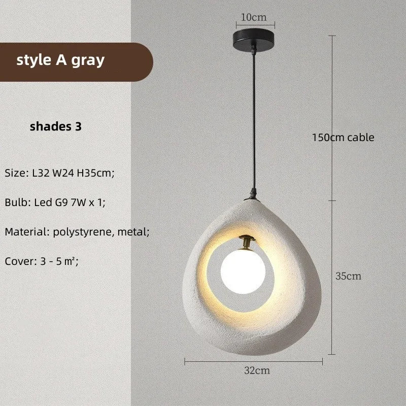 Nordic Dining Room Wabi Sabi Pendant Lights  Led Hanging Lighting Minimalism Suspend Bedroom Home Decor Indoor Lamps Fixtures
