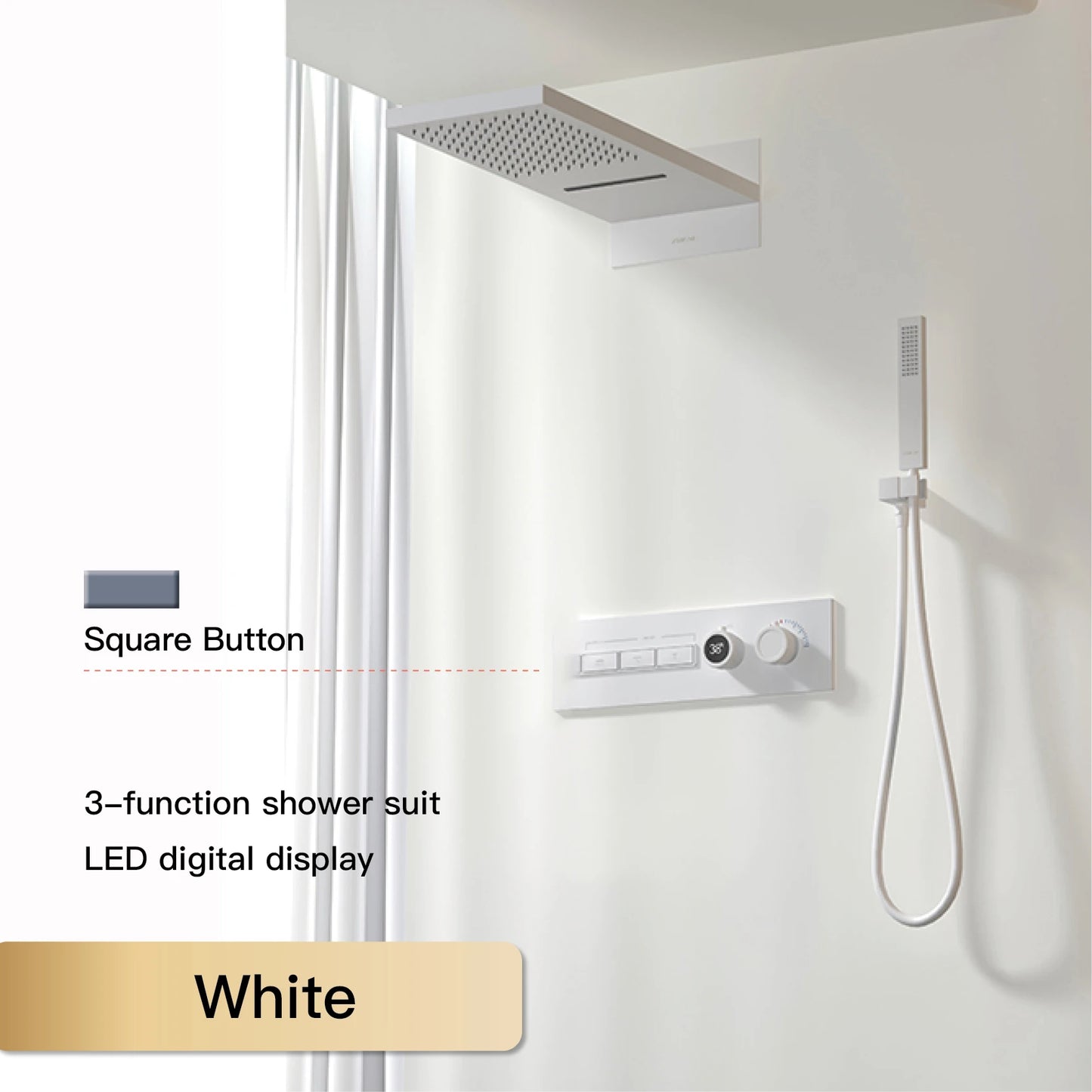 Luxury Black Brass Shower System LED Digital Display