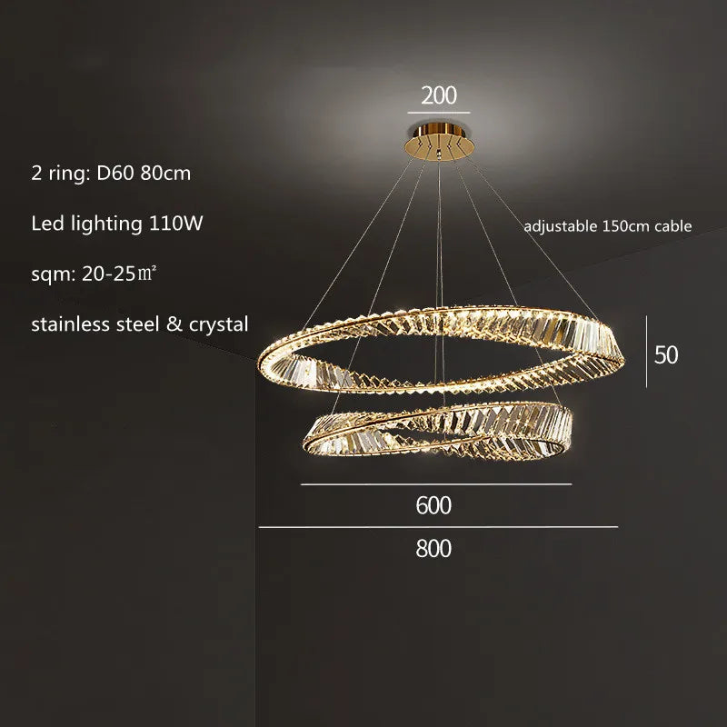 Modern Gold Ring Remote Dimmable Luxury Pendant Light