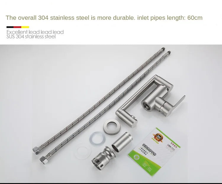 Bathroom Folding Faucet 360 Degree Rotation Single Handle Folding Faucet Taps Camping Cold and Hot Mixer Water Stainless Steel