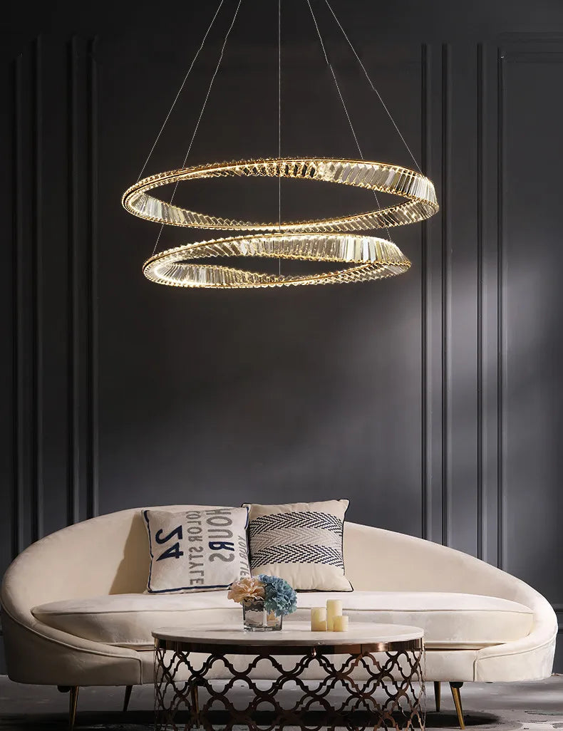 Modern Gold Ring Remote Dimmable Luxury Pendant Light
